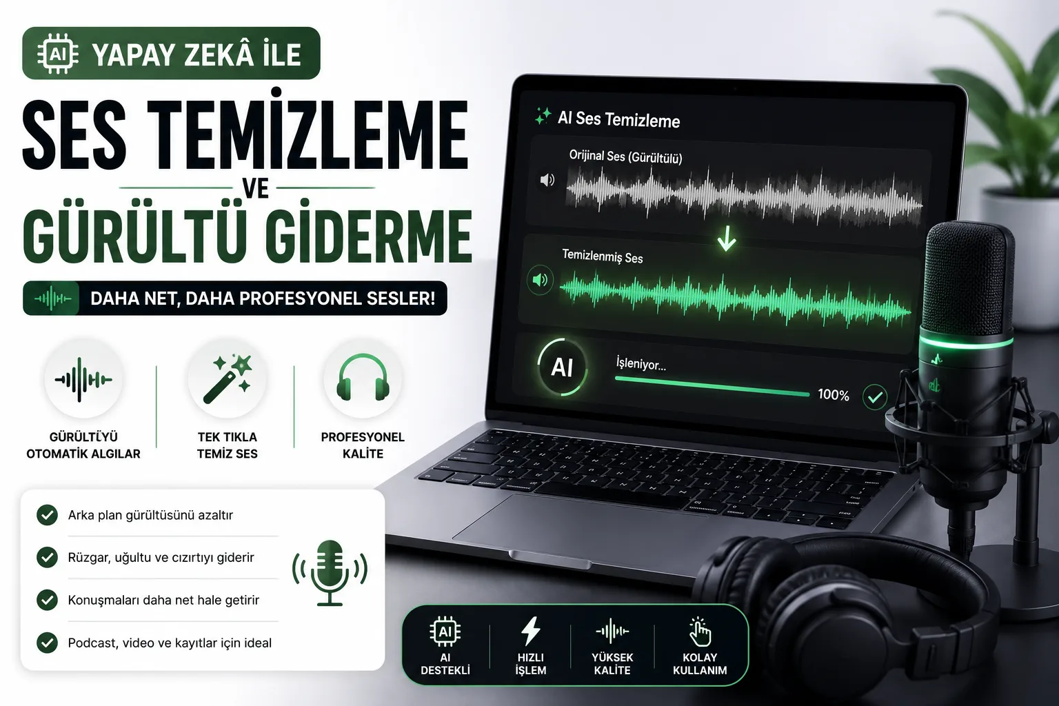 Yapay Zekâ ile Ses Temizleme ve Gürültü Giderme