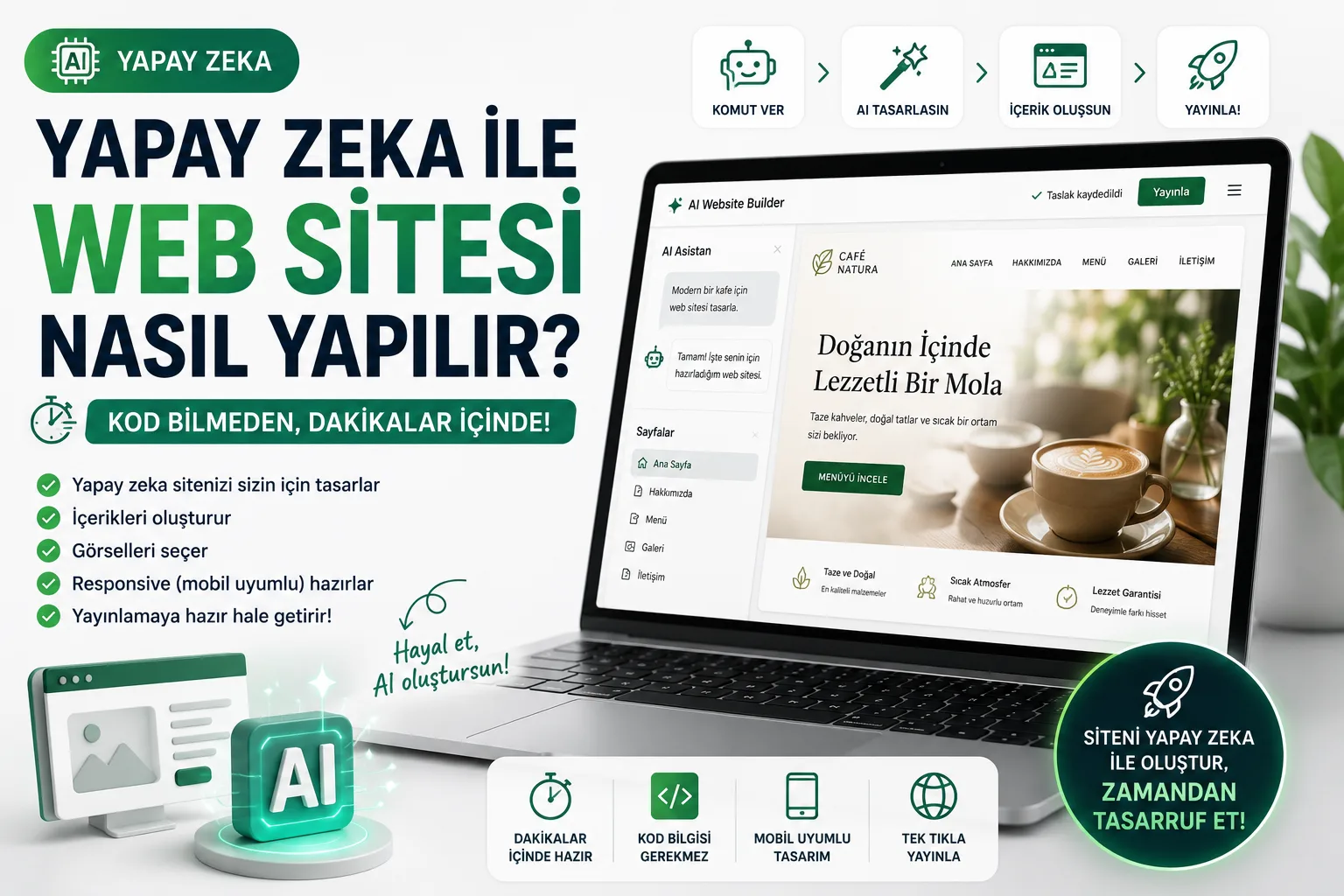 Yapay Zekâ ile Web Sitesi Nasıl Yapılır? Kod Bilmeden Site Kurma