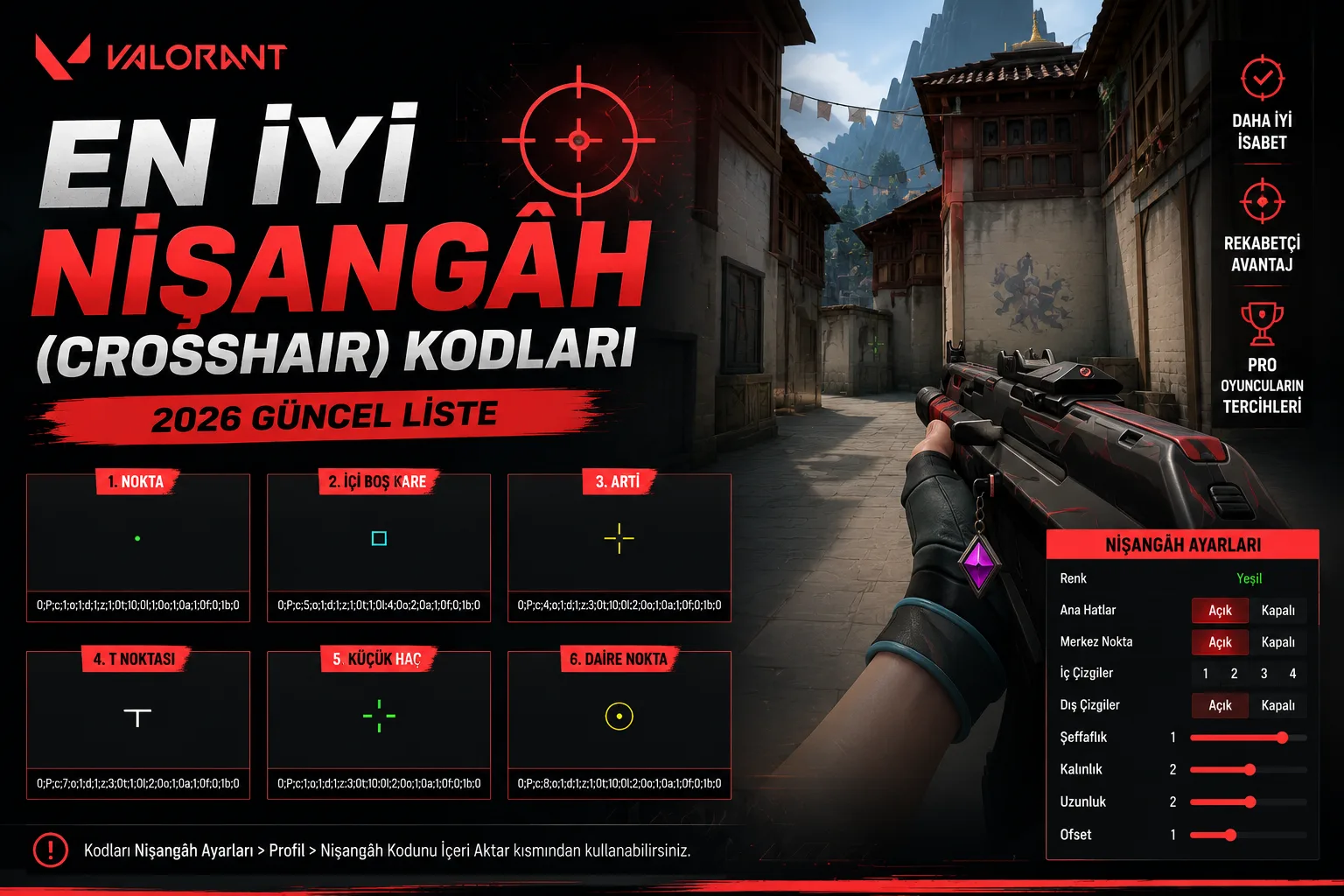 Valorant En İyi Nişangâh (Crosshair) Kodları 2026