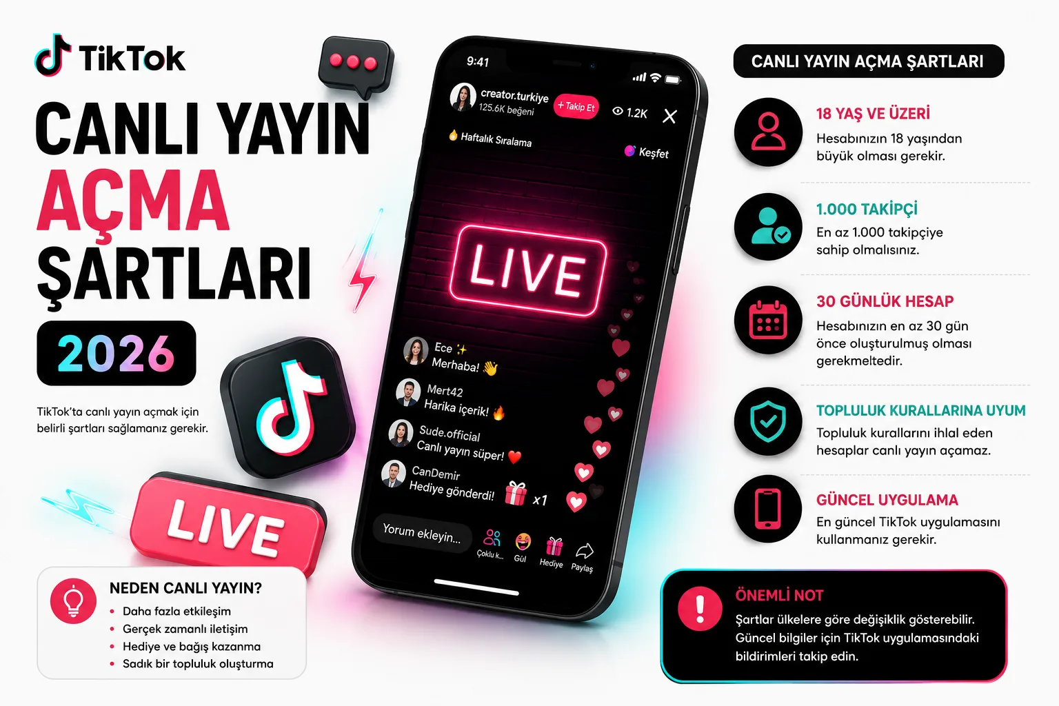 TikTok Canlı Yayın Açma Şartları
